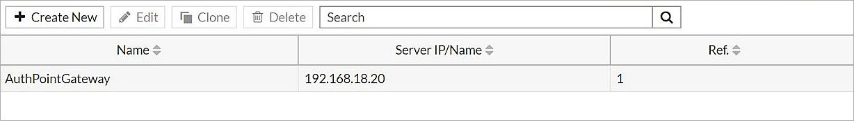 Screenshot of the configured RADIUS server